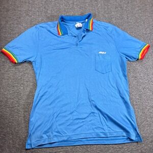 Vintage Royal Pacific Polo Shirt Mens XL Blue Vintage Rainbow Trim Hawaii Pocket
